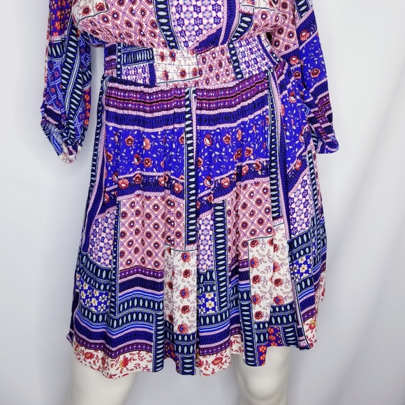 AEO - Cold Shoulder, Floral Boho Print Dress - Picture 4 of 15